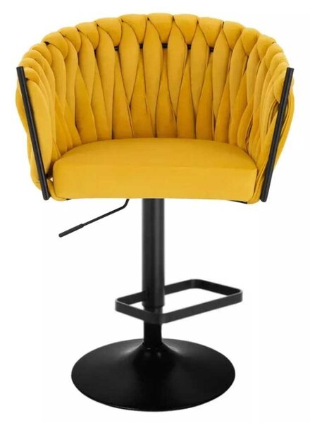 LuxuryForm DESIGN ﻿Barová židle NORDEN VELUR na černé kulaté podstavě - žlutá