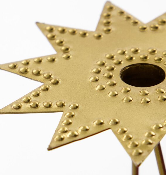 Závěsný svícen na stromeček Star Antique Brass – set 6 ks