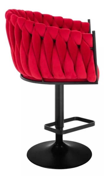 LuxuryForm DESIGN Barová židle NORDEN VELUR na černé kulaté podstavě - červená