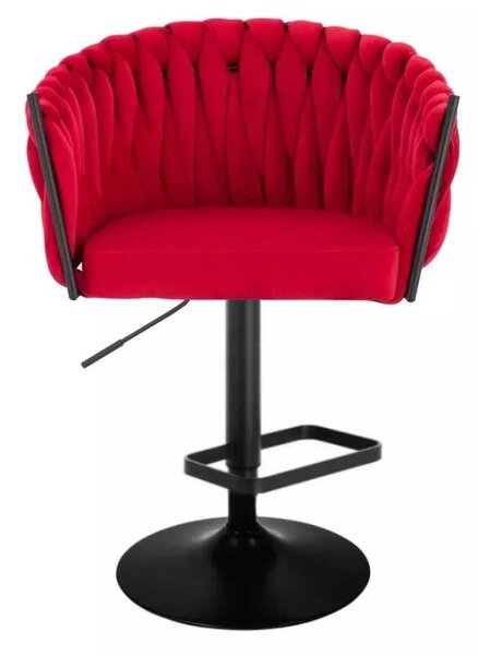 LuxuryForm DESIGN Barová židle NORDEN VELUR na černé kulaté podstavě - červená