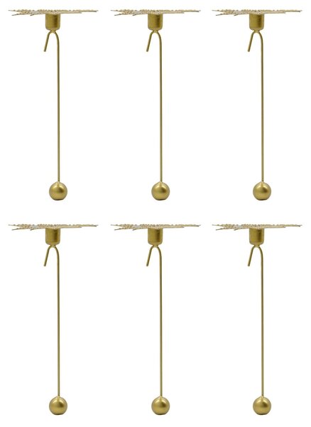 Závěsný svícen na stromeček Star Antique Brass – set 6 ks