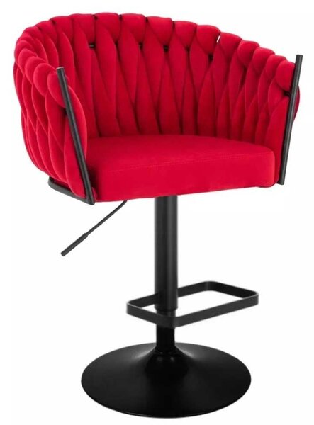 LuxuryForm DESIGN Barová židle NORDEN VELUR na černé kulaté podstavě - červená