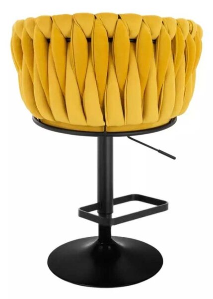 LuxuryForm DESIGN ﻿Barová židle NORDEN VELUR na černé kulaté podstavě - žlutá