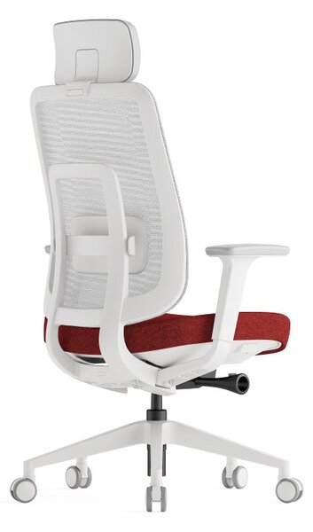 Kancelářská ergonomická židle K42 WHITE SP – síťovaná/ čalouněná, červená