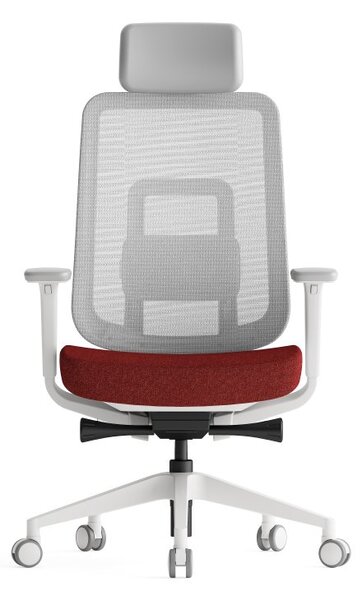 Kancelářská ergonomická židle K42 WHITE SP – síťovaná/ čalouněná, červená