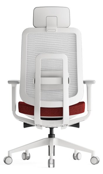 Kancelářská ergonomická židle K42 WHITE SP – síťovaná/ čalouněná, červená