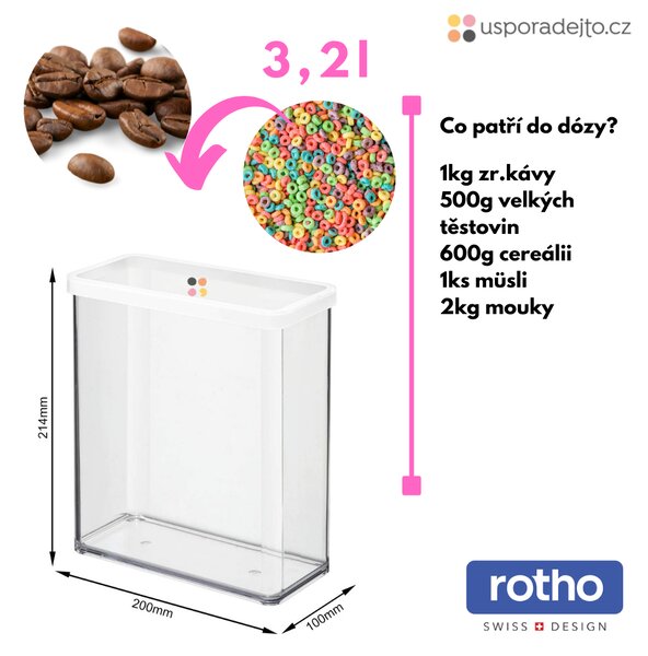 Dóza na potraviny 3,2l Rotho Loft - JUMBO, bílá