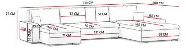 Rozkládací rohová sedací souprava TORONTO Tmavě šedá/bílá eko-kůže Levá