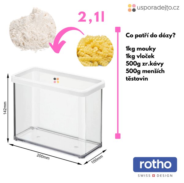 Dóza na potraviny 2,1l Rotho Loft - BIG, bílá