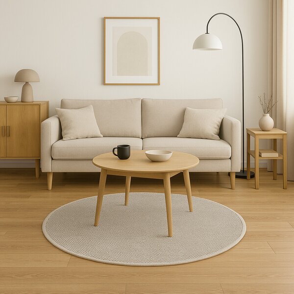 Timzo 80x80 (průměr) kruh Kusový koberec Nature cream kruh, béžová, chodba / předsíň