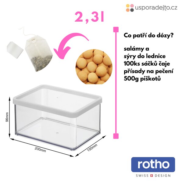 Dóza na potraviny 2,3l Rotho Loft - EXTRA, bílá