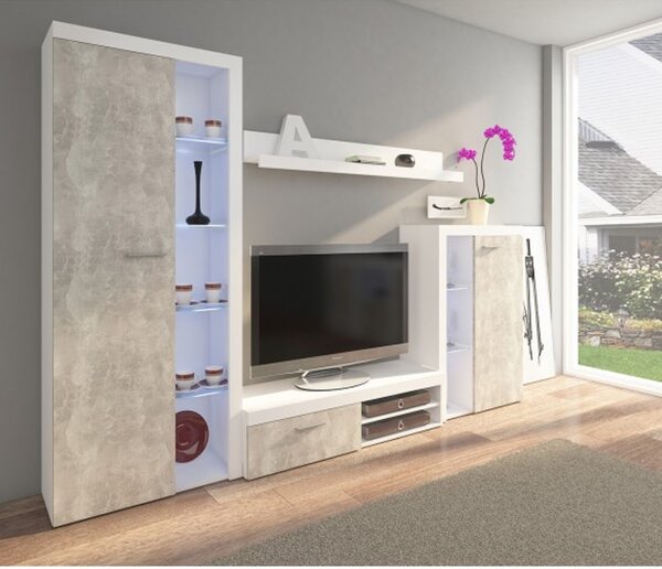Obývací stěna OLIMP beton Bez LED osvětlení