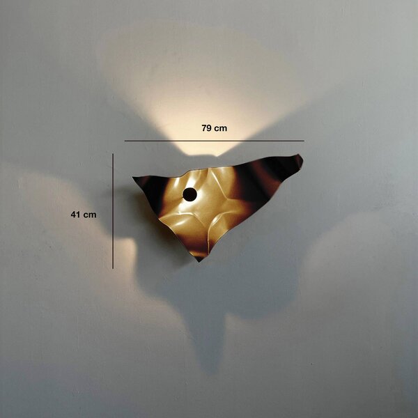 Knikerboker LED nástěnné světlo Zona d'ombra, kávově hnědá, 79 cm, stmívatelný, Hnědá / rez, Obývací pokoj / jídelna, kov, Design