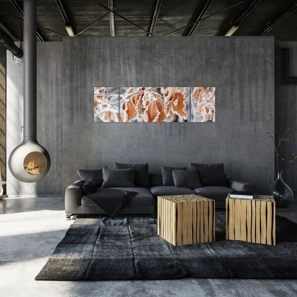 Obraz - Zmrzlé listy (170x50 cm)