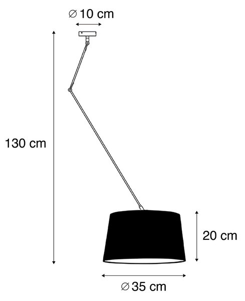 Ocelové závěsné svítidlo s bílým lněným stínítkem 35 cm - Blitz