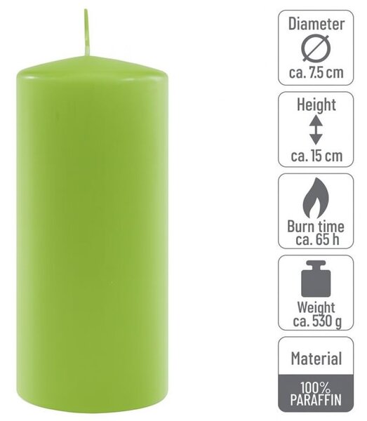 Zelená parafínová svíčka 15 cm, 65 h hoření, sada 2 ks