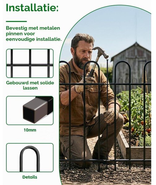 Zahradní plot plotový panel kovový - Výška 76 cm - Sada 5 panelů - Pro exteriér