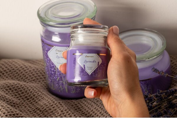 Emocio vonná svíčka ve skle Lavender se skleněným víčkem 57x85mm