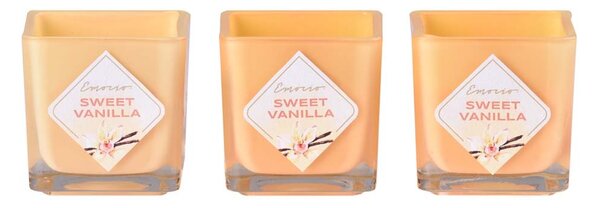 Emocio Sklo barevné 51x51x52 mm 3 ks Sweet Vanilla vonná svíčka