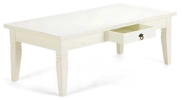 Konferenční stolek Jodpur 130x65 bílý (Rustikální elegance pro váš obývací pokoj)