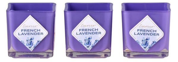 Emocio vonná svíčka ve skle French Lavender 3 ks v krabičce 51x51x52mm