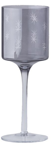 Skleněný svícen na nožičce sada 3ks 90x250/90x300/90x350mm, kouřavá