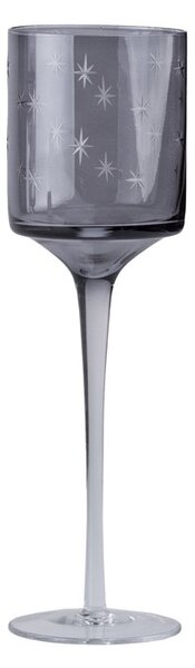 Skleněný svícen na nožičce sada 3ks 90x250/90x300/90x350mm, kouřavá