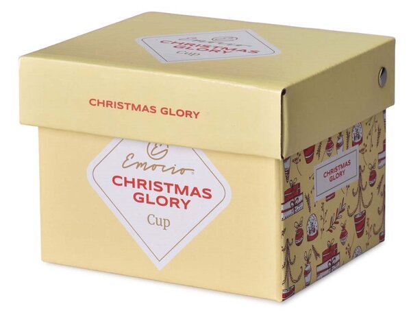 Hrnek keramický 380ml CHRISTMAS GLORY v krabičce, červená, krémová, černá