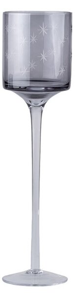 Skleněný svícen na nožičce sada 3ks 90x250/90x300/90x350mm, kouřavá