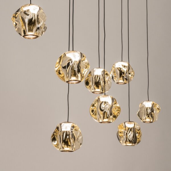 Závěsné LED svítidlo Benelux Organic Crystal Gold 8 Lineo (LMD)