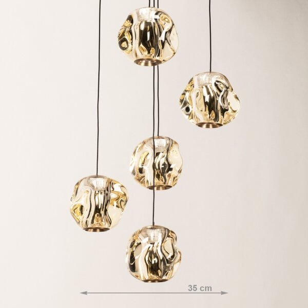 Závěsné LED svítidlo Benelux Organic Crystal Gold 5 (LMD)
