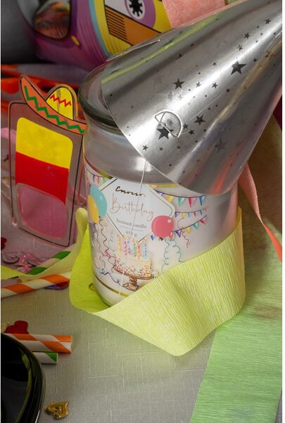 Vonná svíčka Emocio Birthday 93×142 mm se skleněným víčkem