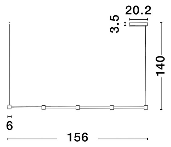 Nova Luce Černé kovové závěsné LED světlo Puize 156 cm