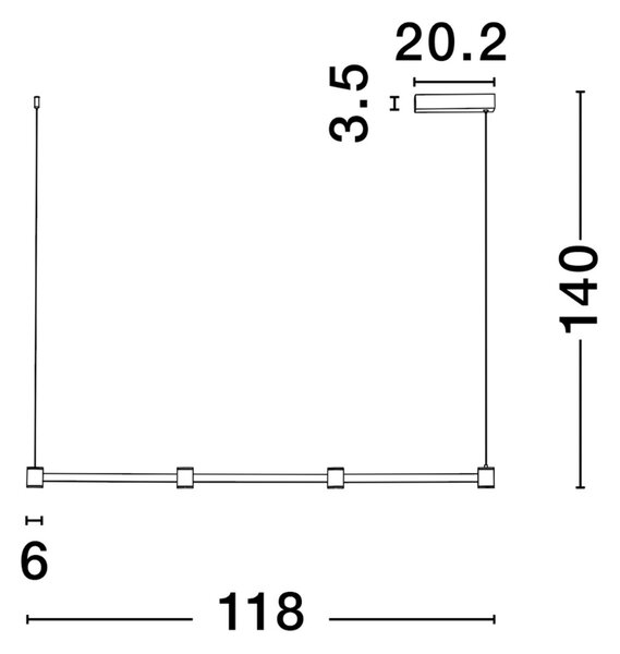 Nova Luce Černé kovové závěsné LED světlo Puize 118 cm