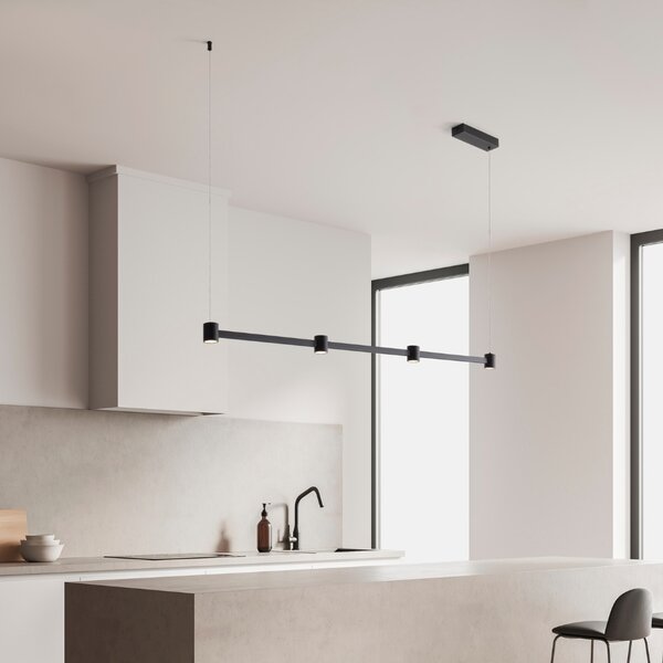 Nova Luce Černé kovové závěsné LED světlo Puize 118 cm