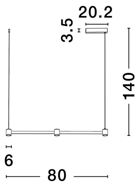 Nova Luce Černé kovové závěsné LED světlo Puize 80 cm