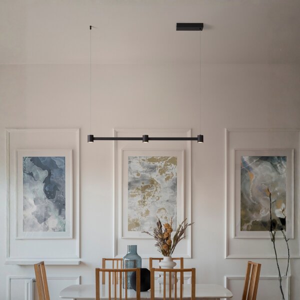 Nova Luce Černé kovové závěsné LED světlo Puize 80 cm