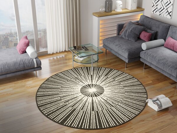 Balta Kulatý sisalový koberec oboustranný Brussels 205634/10110 antracitový krémový Rozměr: průměr 120 cm