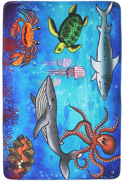 Breno Kusový koberec Sea World, 76,5x117 cm, Vícebarevné/Modrá