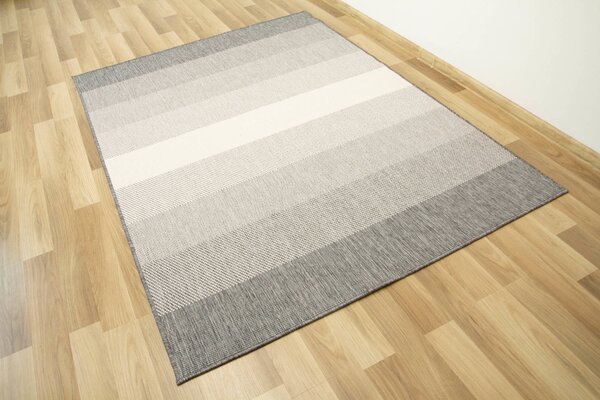 Balta Kusový koberec sisalový oboustranný Brussels 205248/10010 Pruhy Silver stříbrný šedý Rozměr: 120x170 cm