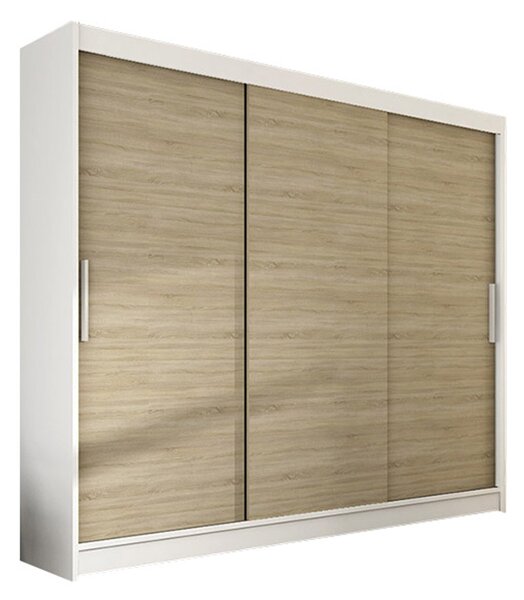 Velká šatní skříň ASTON II bílá/dub sonoma šířka 250 cm