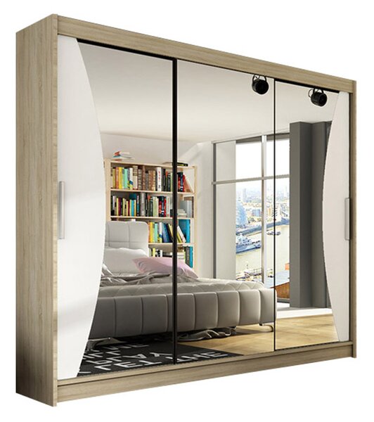 Velká šatní skříň ASTON IV dub sonoma/bílá šířka 250 cm