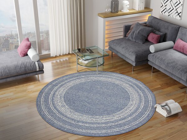 Balta Kulatý sisalový koberec oboustranný Brussels 205670/10310 Moderní modrý krémový Rozměr: průměr 120 cm