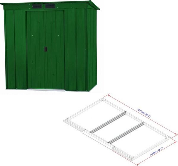 DURAMAX Pent Roof Eco Zahradní Domek 25 M² + Podlahové Profily Zelený 50024