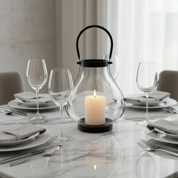 Dekorační lucerna GLASSY 25 cm černá