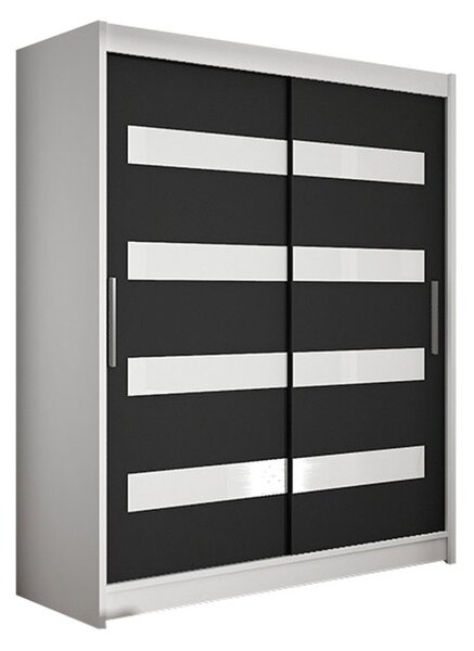 Velká šatní skříň WESTA IV bílá/černá šířka 150 cm
