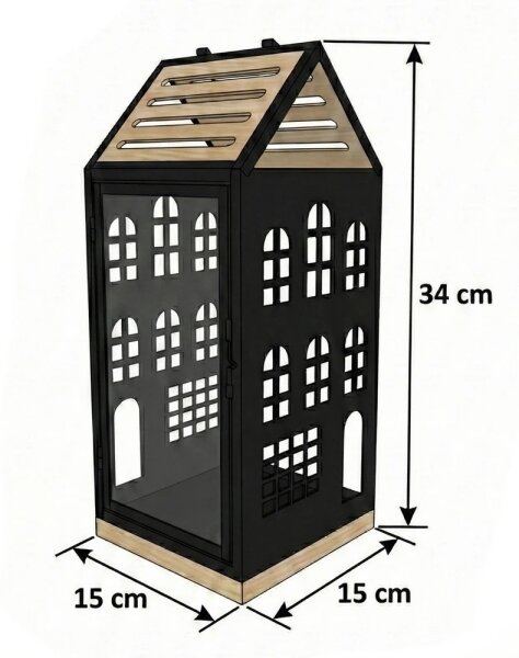 Dekorační lucerna HOME 34,5 cm černá/béžová