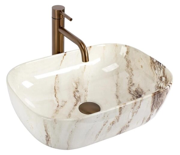 REA-U3601 - Umyvadlo na desku BELINDA 33x46,5 cm keramika/béžová/imitace kamene