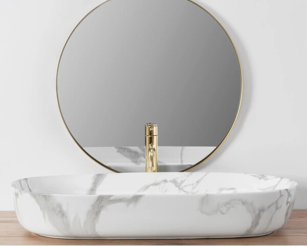 REA-U8403 - Umyvadlo na desku CLEO 41x81 cm keramika/dekor mramoru