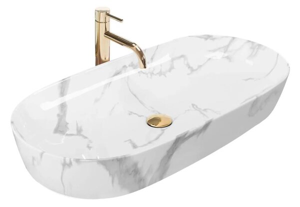 REA-U8403 - Umyvadlo na desku CLEO 41x81 cm keramika/dekor mramoru